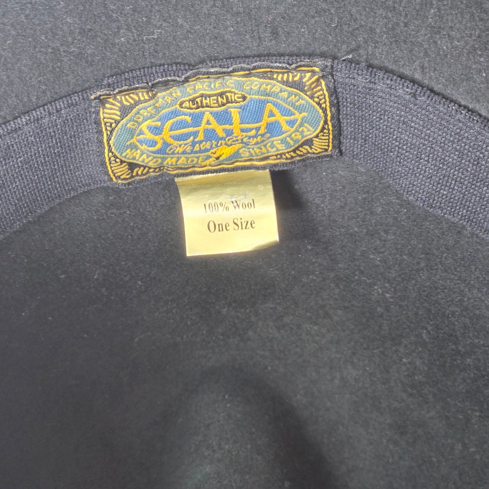 SCALA Black Wool Cowboy Hat Western Dorfman Pacific Studded Band One Size - Picture 3 of 8
